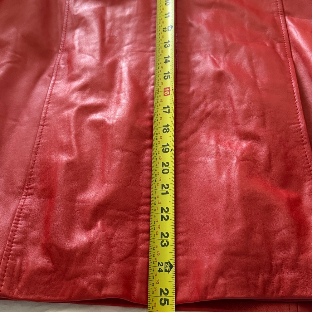 Women's Red Leather Jacket with fox Fur around the hood🥰 - Picture 12 of 14